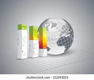 Modern Design template Infographic with Globe. Vector.