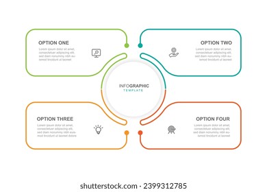 Modern design template infographic with line style and 4 step process or options for web presentation and information graphic 