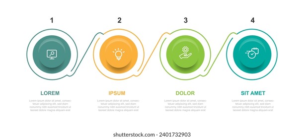 Modern design template infographic vector element with 4 step process or options for business presentation and information graphic 