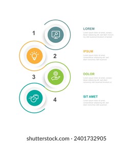 Elemento vectorial infográfico de plantilla de diseño moderno con proceso de 4 pasos o opciones para presentación de negocios y gráfico de información 