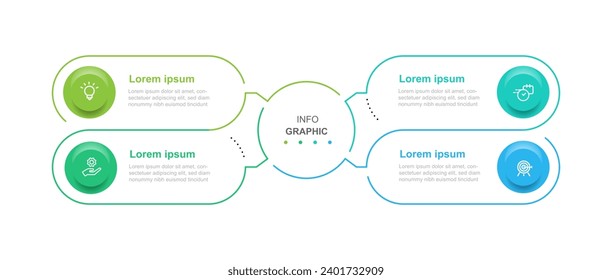 Modernes Design-Template-Infografik-Vektorelement mit 4-Stufen-Prozess oder Optionen für Geschäftspräsentation und Informationsgrafik 