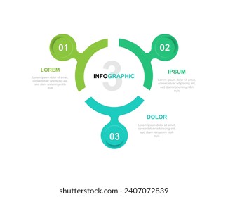 Modern design template infographic vector element with 3 step process circle suitable for web presentation and business information 