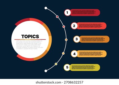 Modelo de design moderno para fluxo de trabalho infográfico para apresentação de tópicos principais	