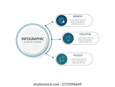 Plantilla de diseño moderno para infografías con 3 opciones o Ilustración vectorial por pasos	