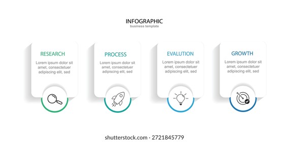 Plantilla de diseño moderno para infografías con 4 opciones o Ilustración vectorial por pasos	