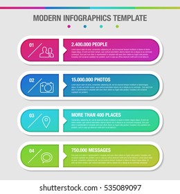 Modern design template for infographics with icons and sample text - vector illustration