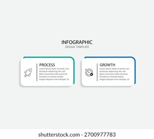 Plantilla de diseño moderno para infografías con 2 opciones o pasos.	