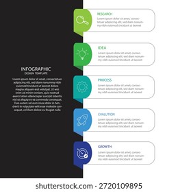 Plantilla de diseño moderno para infografías con 5 opciones o pasos.	
