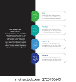 Plantilla de diseño moderno para infografías con 4 opciones o pasos.	