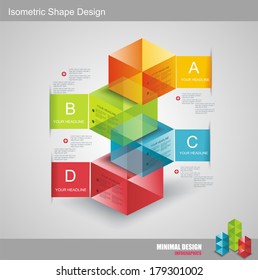 Modern Design template isometric style. Can be used for workflow layout; diagram; number options; step up options; web design; banner template; infographic.