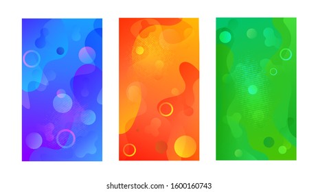 Modern design template with liquid background for paper design. Vector gradient abstract brochure. Abstract blue liquid background. Set of minimal cover templates. Modern gradient shapes composition