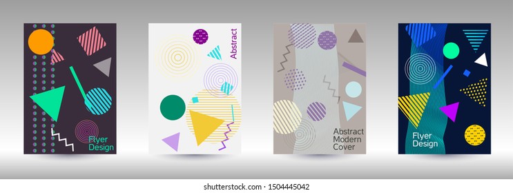 Modern design template. Modern Memphis background. Artistic geometric cover design. Fashionable  cover, banner, poster, booklet. Creative colors backgrounds. Vector.