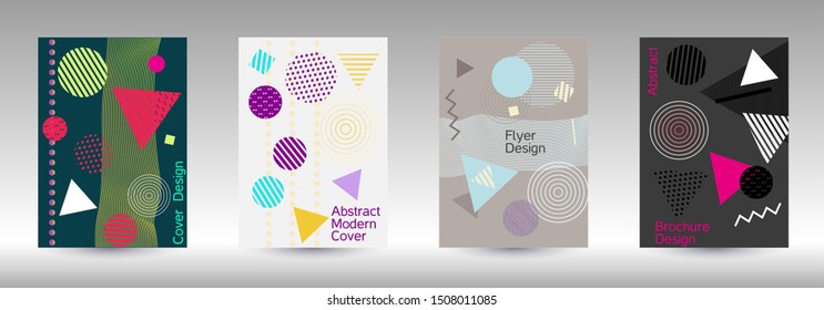 Modern design template. Modern Memphis background. Artistic geometric cover design. Fashionable  cover, banner, poster, booklet. Creative colors backgrounds. Vector.