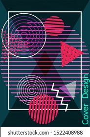 Modern design template. Modern Memphis background. Artistic geometric cover design. Fashionable  cover, banner, poster, booklet. Creative colors backgrounds. Vector.