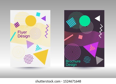 Modern design template. Modern Memphis background. Artistic geometric cover design. Fashionable  cover, banner, poster, booklet. Creative colors backgrounds. Vector.