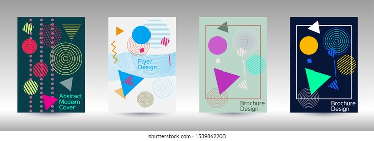 Modern design template. Modern Memphis background. Artistic geometric cover design. Fashionable  cover, banner, poster, booklet. Creative colors backgrounds. Vector.