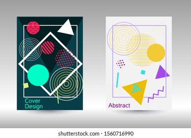Modern design template. Modern Memphis background. Artistic geometric cover design. Fashionable  cover, banner, poster, booklet. Creative colors backgrounds. 