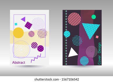 Modern design template. Modern Memphis background. Artistic geometric cover design. Fashionable  cover, banner, poster, booklet. Creative colors backgrounds. Vector.