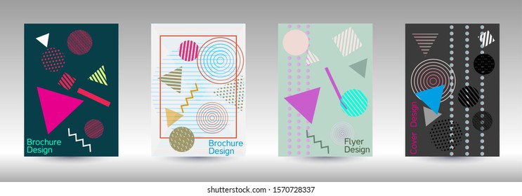 Modern design template. Modern Memphis background. Artistic geometric cover design. Fashionable  cover, banner, poster, booklet. Creative colors backgrounds. Vector.