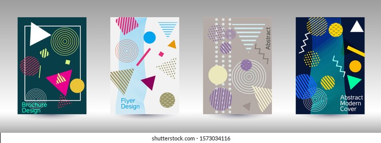 Modern design template. Modern Memphis background. Artistic geometric cover design. Fashionable  cover, banner, poster, booklet. Creative colors backgrounds. Vector.