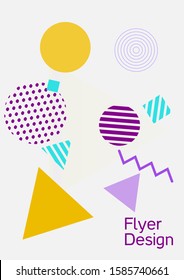 Modern design template. Modern Memphis background. Artistic geometric cover design. Fashionable  cover, banner, poster, booklet. Creative colors backgrounds. 