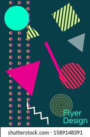 Modern design template. Modern Memphis background. Artistic geometric cover design. Fashionable  cover, banner, poster, booklet. Creative colors backgrounds. Vector.