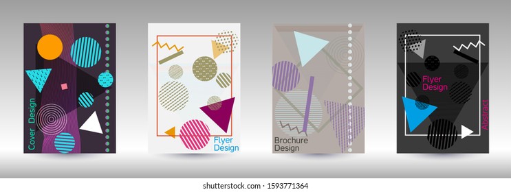 Modern design template. Modern Memphis background. Artistic geometric cover design. Fashionable  cover, banner, poster, booklet. Creative colors backgrounds. 