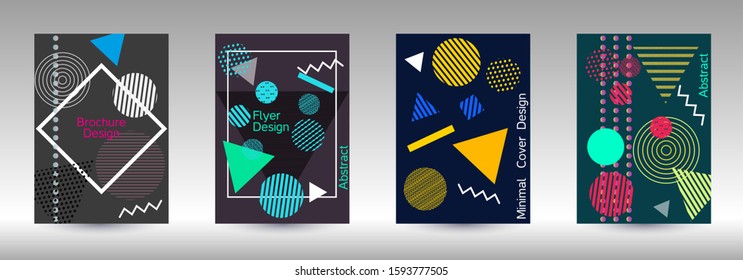 Modern design template. Modern Memphis background. Artistic geometric cover design. Fashionable  cover, banner, poster, booklet. Creative colors backgrounds. 