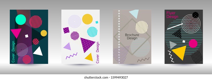 Modern design template. Modern Memphis background. Artistic geometric cover design. Fashionable  cover, banner, poster, booklet. Creative colors backgrounds. 