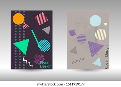 Modern design template. Modern Memphis background. Artistic geometric cover design. Fashionable  cover, banner, poster, booklet. Creative colors backgrounds. Vector.