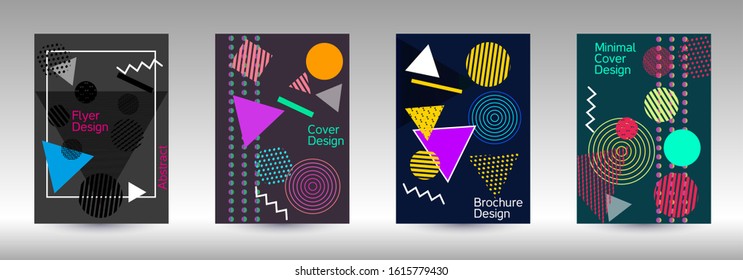 Modern design template. Modern Memphis background. Artistic geometric cover design. Fashionable  cover, banner, poster, booklet. Creative colors backgrounds. Vector.