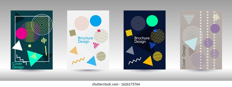 Modern design template. Modern Memphis background. Artistic geometric cover design. Fashionable  cover, banner, poster, booklet. Creative colors backgrounds. 