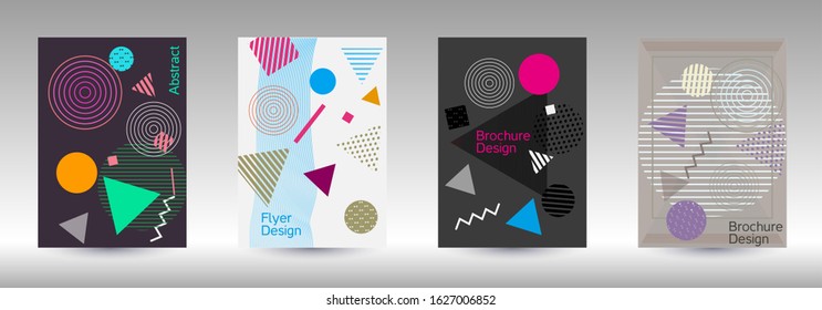 Modern design template. Modern Memphis background. Artistic geometric cover design. Fashionable  cover, banner, poster, booklet. Creative colors backgrounds. Vector.
