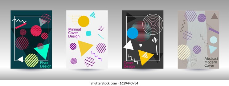 Modern design template. Modern Memphis background. Artistic geometric cover design. Fashionable  cover, banner, poster, booklet. Creative colors backgrounds. Vector.