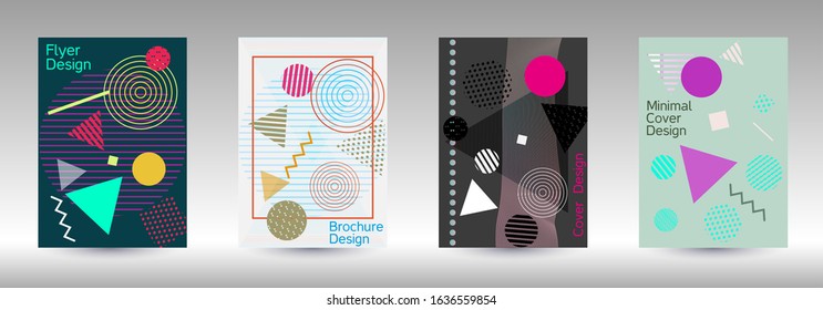 Modern design template. Modern Memphis background. Artistic geometric cover design. Fashionable  cover, banner, poster, booklet. Creative colors backgrounds. Vector.