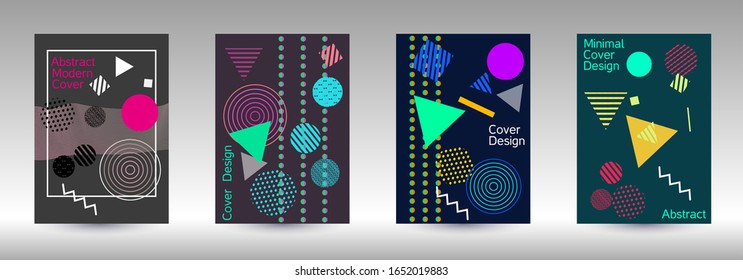 Modern design template. Modern Memphis background. Artistic geometric cover design. Fashionable  cover, banner, poster, booklet. Creative colors backgrounds. Vector.