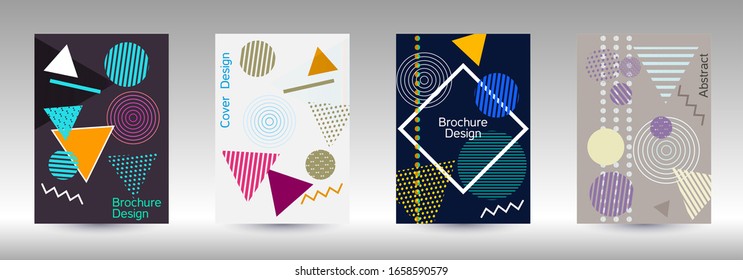 Modern design template. Modern Memphis background. Artistic geometric cover design. Fashionable  cover, banner, poster, booklet. Creative colors backgrounds. 
