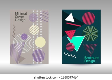 Modern design template. Modern Memphis background. Artistic geometric cover design. Fashionable  cover, banner, poster, booklet. Creative colors backgrounds. Vector.