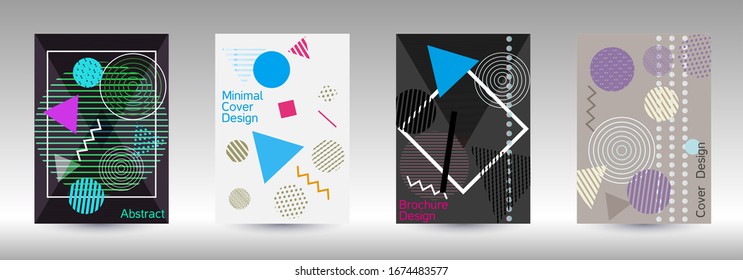 Modern design template. Modern Memphis background. Artistic geometric cover design. Fashionable  cover, banner, poster, booklet. Creative colors backgrounds. 