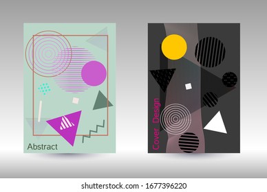 Plantilla de diseño moderna. Antecedentes modernos de Memphis. Diseño artístico de portada geométrica. Portada de moda, pancarta, afiche, folleto. Fondos de colores creativos. 