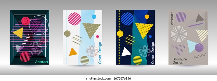 Modern design template. Modern Memphis background. Artistic geometric cover design. Fashionable  cover, banner, poster, booklet. Creative colors backgrounds. Vector.