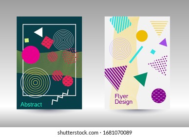 Modern design template. Modern Memphis background. Artistic geometric cover design. Fashionable  cover, banner, poster, booklet. Creative colors backgrounds. Vector.