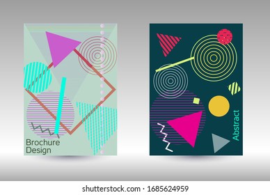 Modern design template. Modern Memphis background. Artistic geometric cover design. Fashionable  cover, banner, poster, booklet. Creative colors backgrounds. 