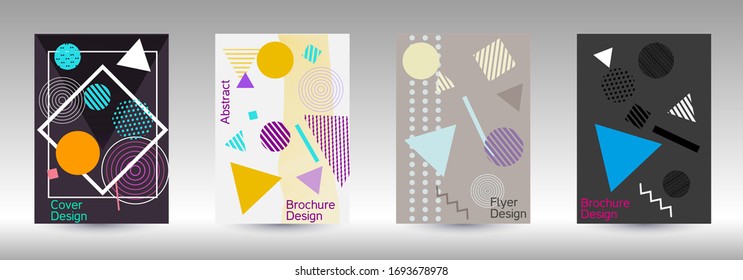 Moderne Design-Vorlage. Moderner Memphis-Hintergrund.  Künstliches geometrisches Cover-Design. Modische Abdeckung, Banner, Poster, Broschüre. Kreative Farbhintergründe. Vektorillustration.