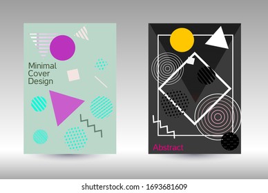 Modern design template. Modern Memphis background. Artistic geometric cover design. Fashionable  cover, banner, poster, booklet. Creative colors backgrounds. 