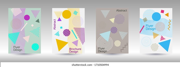 Modern design template. Modern Memphis background. Artistic geometric cover design. Fashionable  cover, banner, poster, booklet. Creative colors backgrounds. Vector.