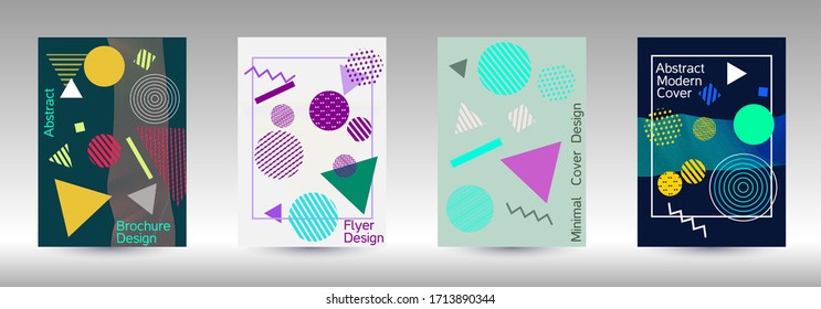 Modern design template. Modern Memphis background. Artistic geometric cover design. Fashionable  cover, banner, poster, booklet. Creative colors backgrounds. Vector.