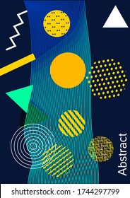 Modern design template. Modern Memphis background. Artistic geometric cover design. Fashionable  cover, banner, poster, booklet. Creative colors backgrounds. Vector.