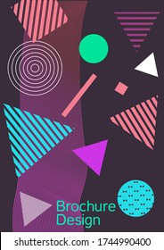 Modern design template. Modern Memphis background. Artistic geometric cover design. Fashionable  cover, banner, poster, booklet. Creative colors backgrounds. Vector.