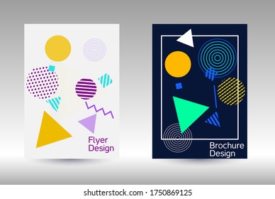 Plantilla de diseño moderna. Antecedentes modernos de Memphis. Diseño artístico de la cubierta geométrica. Portada de moda, pancarta, afiche, folleto. Fondos de colores creativos. 